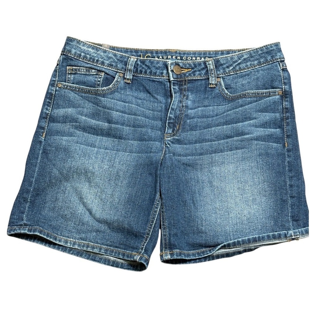 LC Lauren Conrad Denim Shorts Womens 10 Blue Medium Wash Mid Rise Stretch